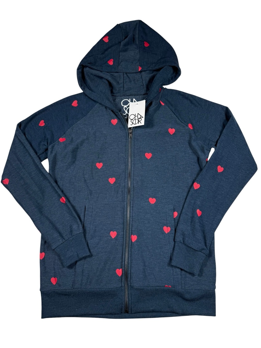 Chaser Full Zip Hoodie with Hearts, NWT, M